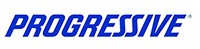 Progressive written in blue logo with whote background
